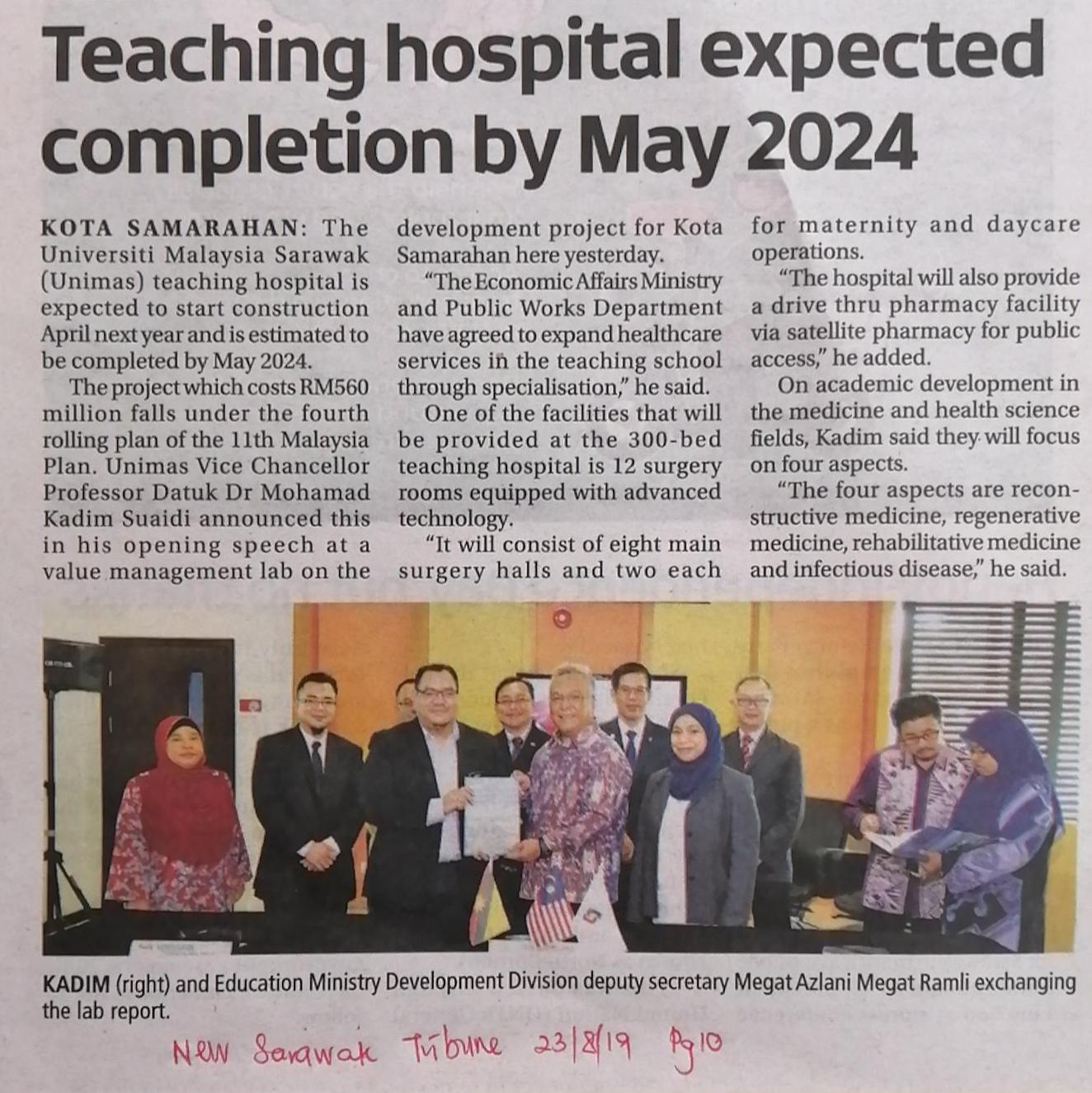 Teaching hospital expected completion by May 2024 - UNIMAS
